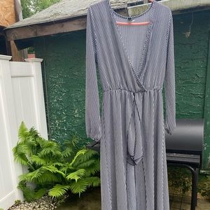 Women’s navy blue/white striped romper